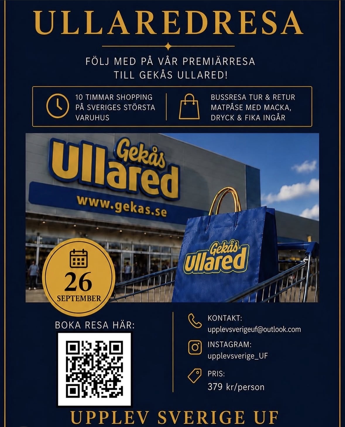 Affisch för Ullaredsresan med Upplev Sverige UF den 26 september